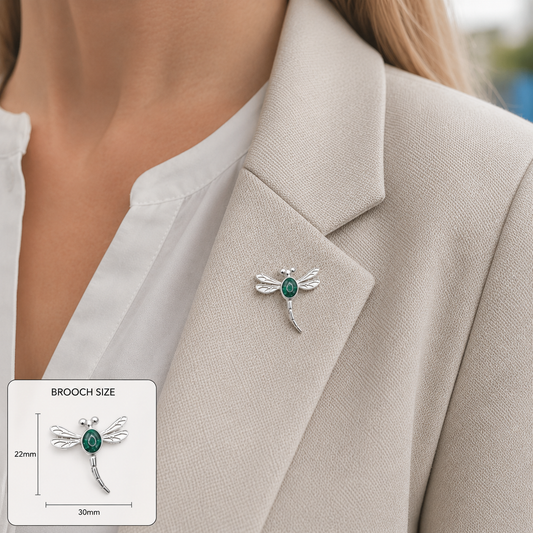 Guiding Light Dragonfly Brooch — silver dragonfly ashes memorial brooch, handcrafted in Lancashire, UK