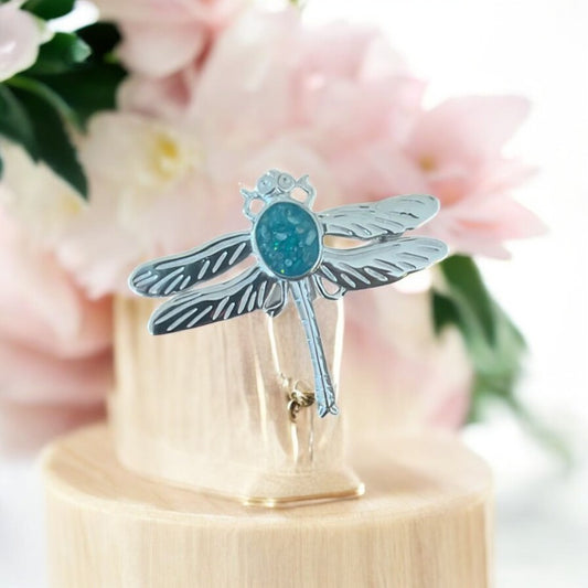 Solid 925 Silver Stunning Dragonfly Brooch