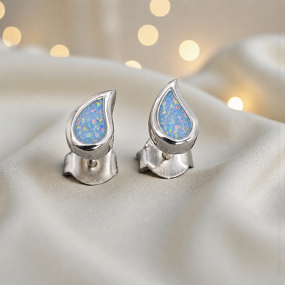 Drops of Love memorial drop earrings in Baby Blue opal — sterling silver, handcrafted in Lancashire, UK