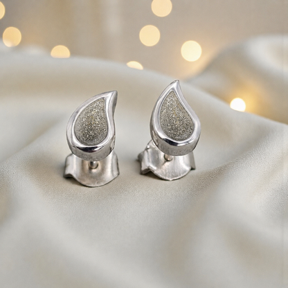 Drops of Love memorial drop earrings in Natural Ash opal — sterling silver, handcrafted in Lancashire, UK