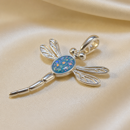 Dubhe dragonfly silver ashes pendant, handcrafted in Lancashire UK - by Keepsake Memorial Jewellery