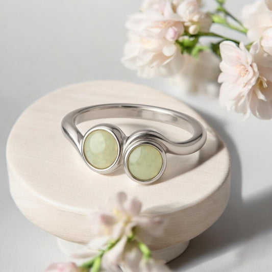**NEW** Curved Wave Solid Silver Duo Ring