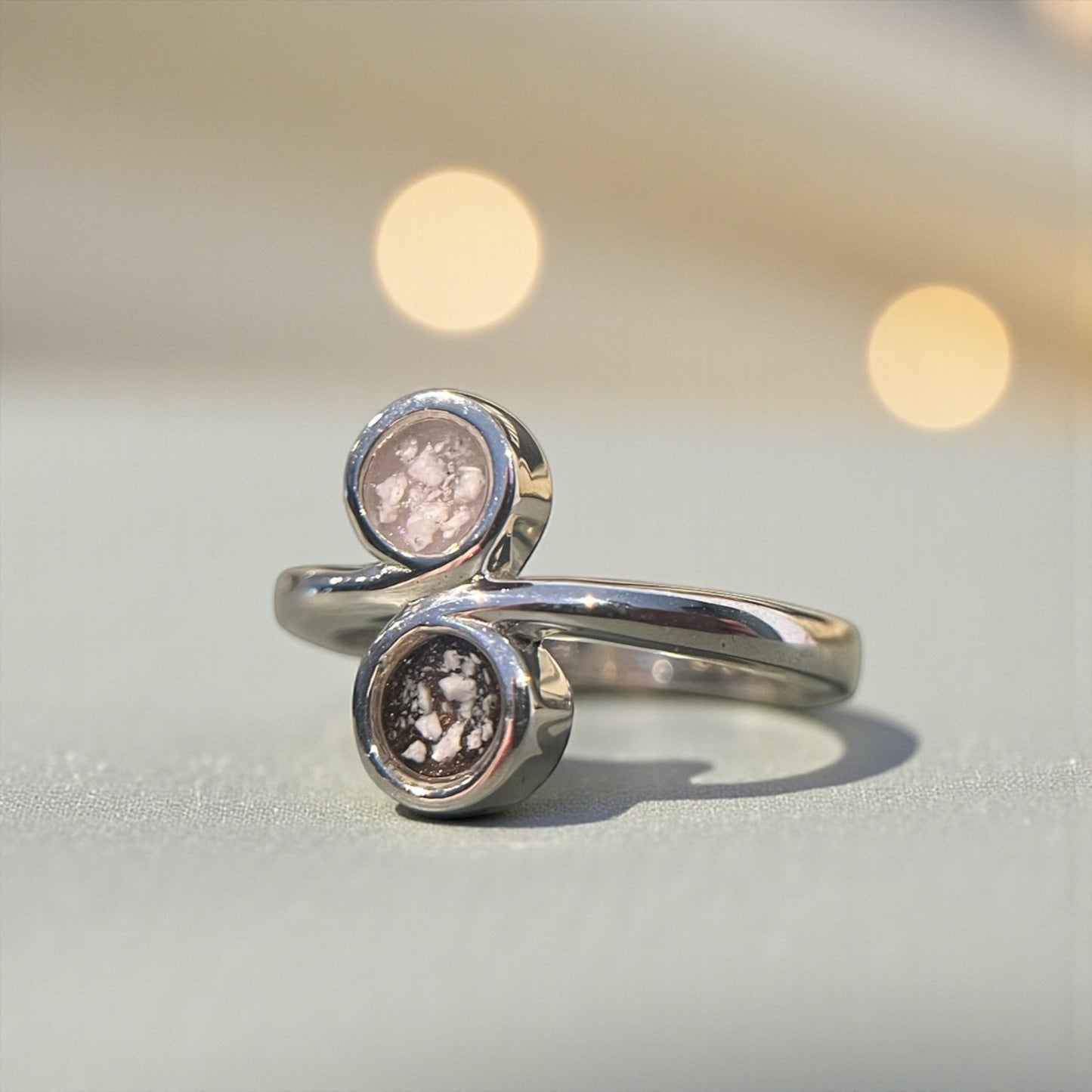 Selaphina Ring — silver swirl duo ashes memorial ring, handcrafted in Lancashire, UK