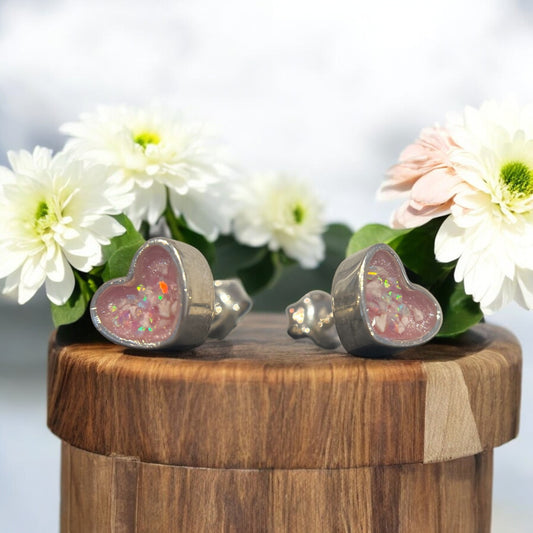 Small Silver Heart Studs