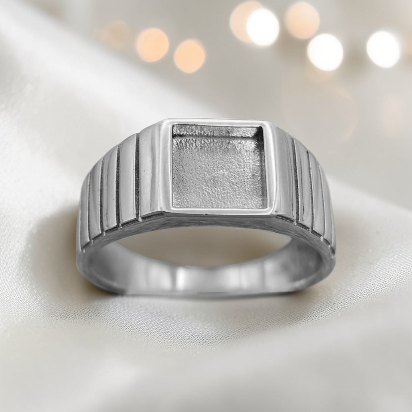 silver mens ashes memorial ring, handcrafted in lancashire