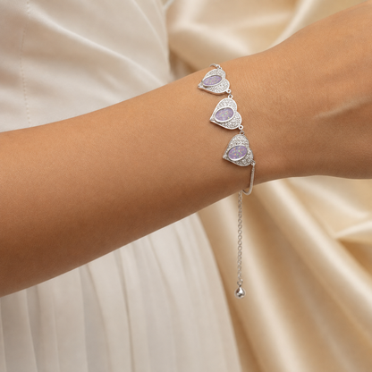 Elara Bracelet — silver three heart ashes memorial bracelet, handcrafted in Lancashire, UK - by Keepsake Memorial Jewellery