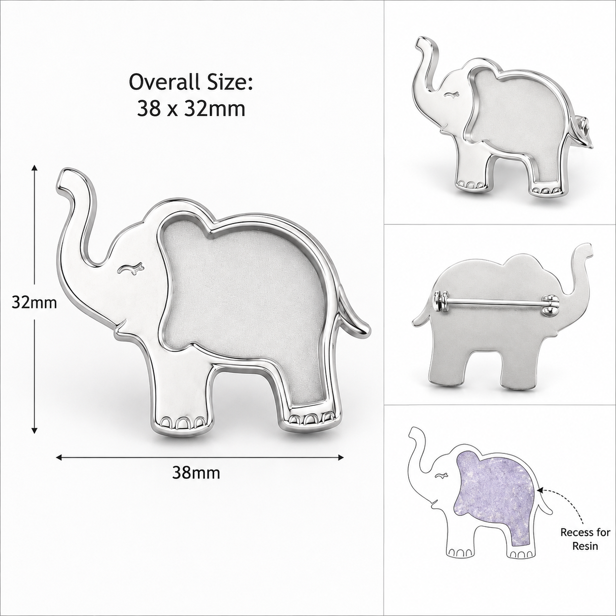 Custom order - 925 Silver Elephant Brooch