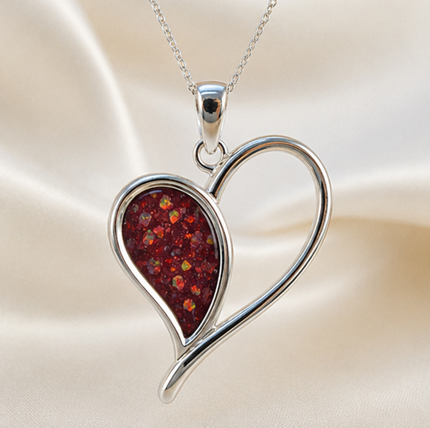 Keepsake Memorial Silver Ladies Heart Ashes Pendant - Elnath