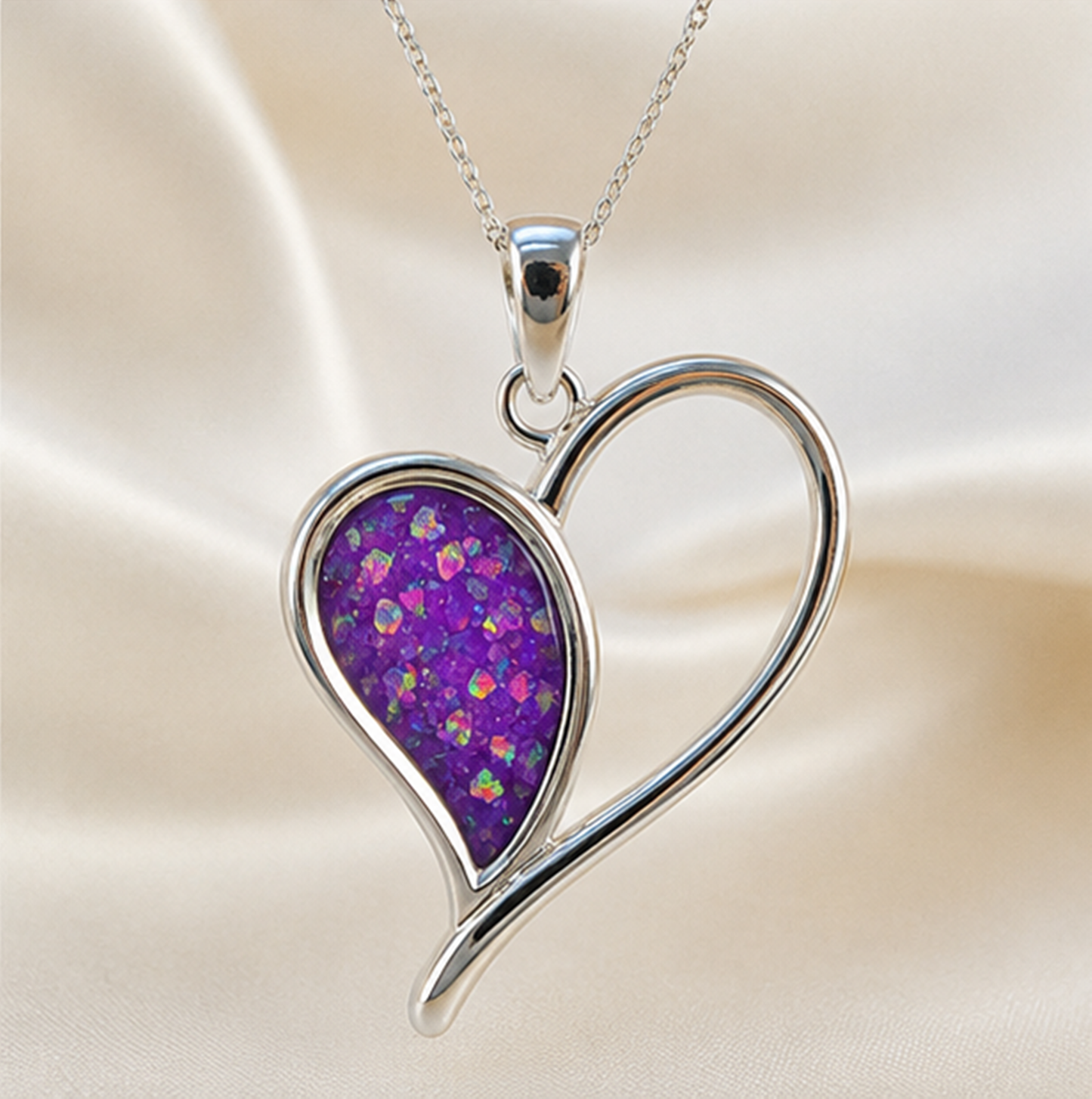 Keepsake Memorial Silver Ladies Heart Ashes Pendant - Elnath