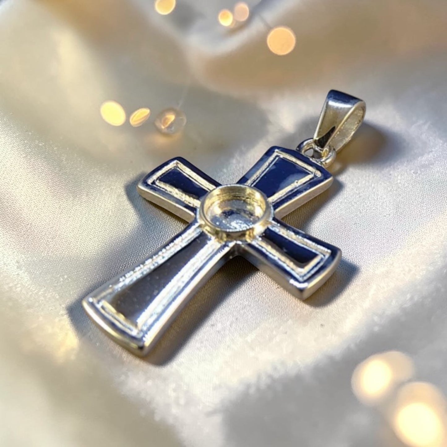 silver ashes memorial cross
