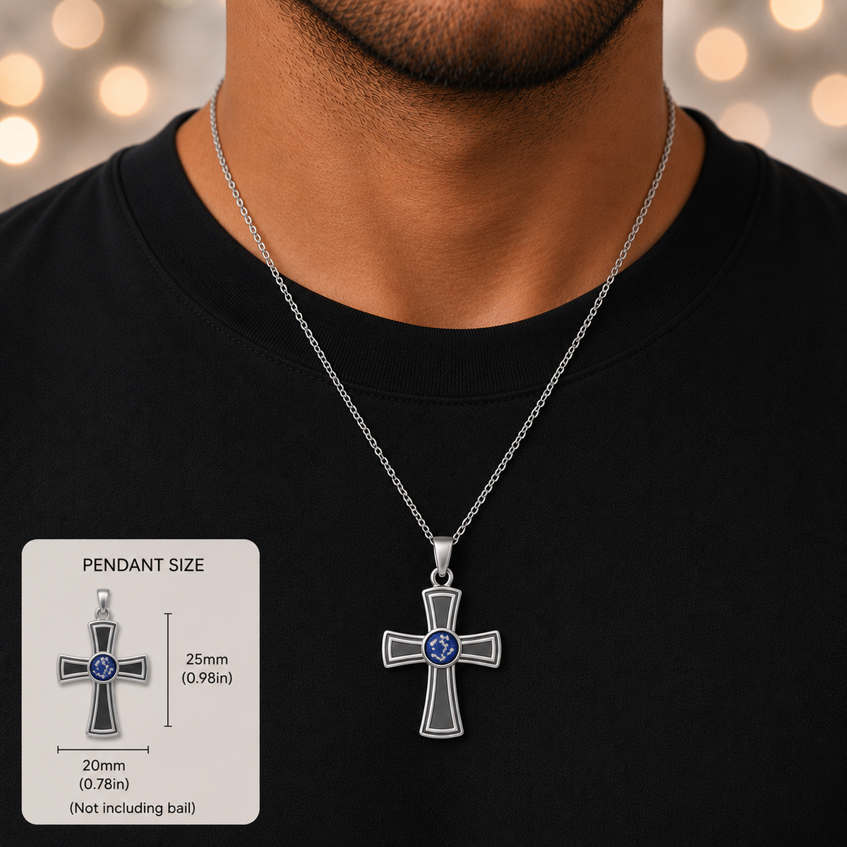 Keepsake memorial men's ashes silver cross, Elysian, handcrafted in Lancashire, UK