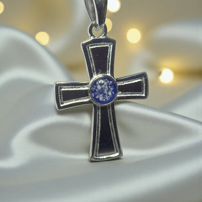 mens ashes silver cross, handcrafted in lancashire, uk