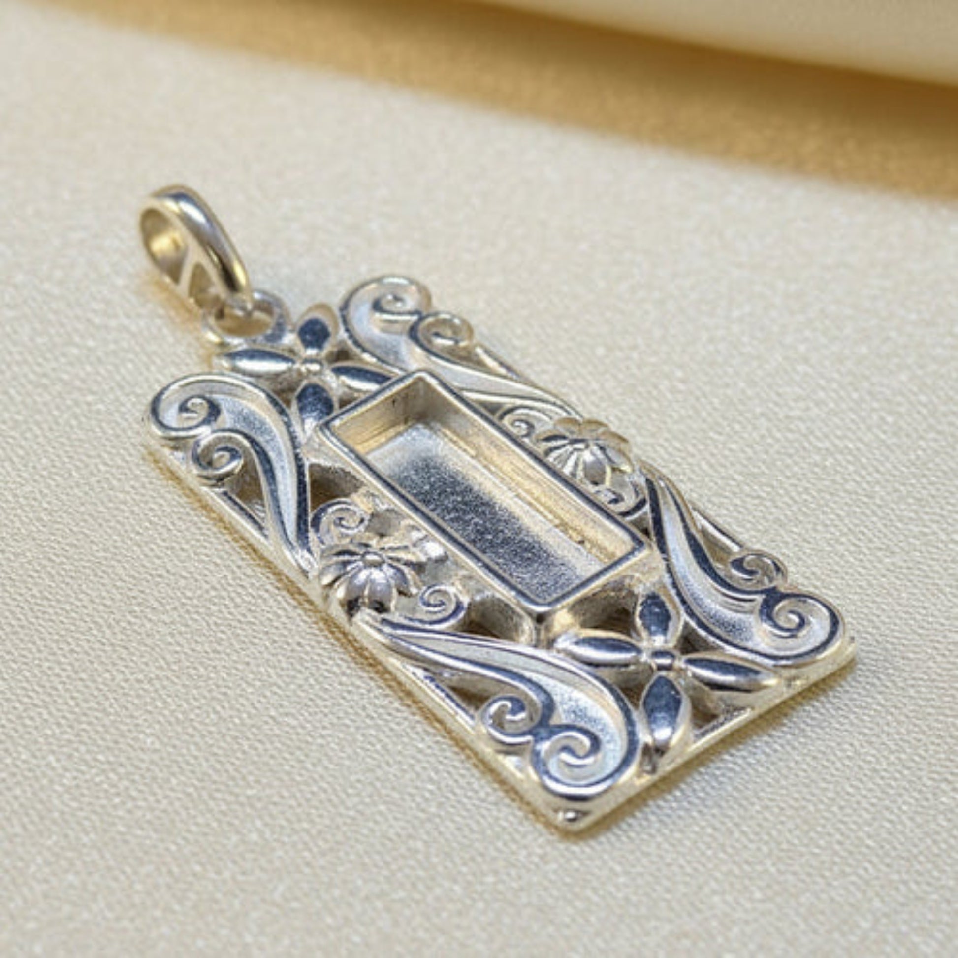 silver embossed memorial pendant, handcrafted in lancashire