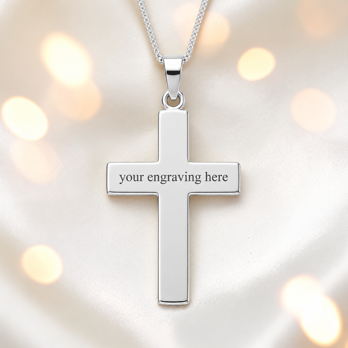 men's sterling silver cross memorial pendant, handcrafted in Lancashire UK by Keepsake Memorial Jewellery