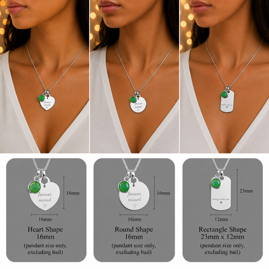 Silver keepsake engraving pendant with ashes charm 