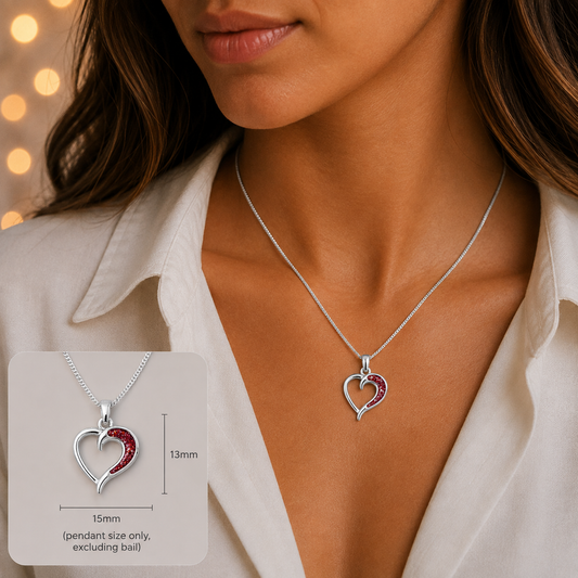 silver enif memorial ashes pendant on models neck, handcrafted in Lancashire