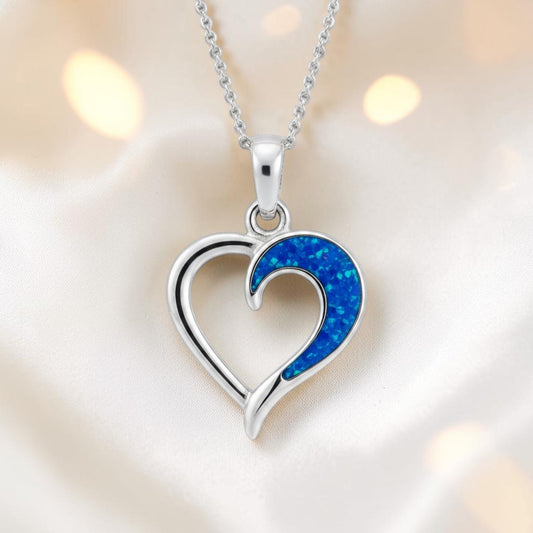 Enif Heart Pendant with Royal Blue in single side recess, handcrafted in Lancashire, uk
