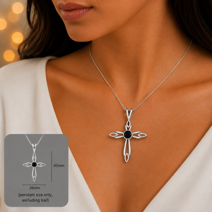 Errai sterling silver memorial cross pendant, handcrafted in Lancashire UK - by Keepsake Memorial Jewellery
