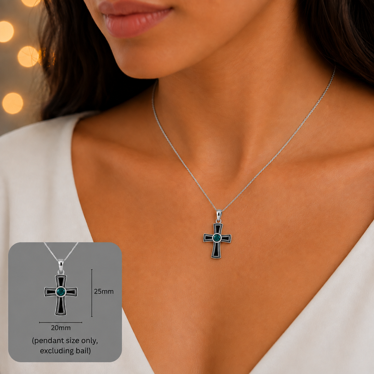 Escha sterling silver memorial cross pendant, handcrafted in Lancashire UK - by Keepsake Memorial Jewellery 