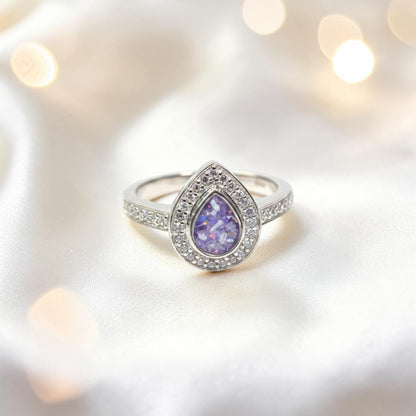 Eternal Light Ring — silver pear cut ashes memorial ring, handcrafted in Lancashire, UK