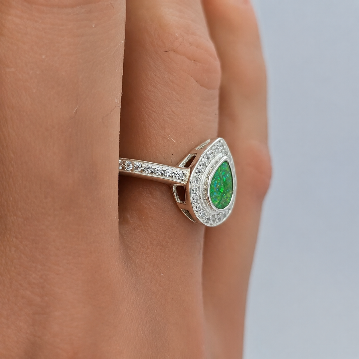 keepsake memorial eternal light ring in fruit green, handcrafted in lancashire