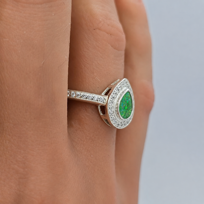 keepsake memorial eternal light ring in fruit green, handcrafted in lancashire