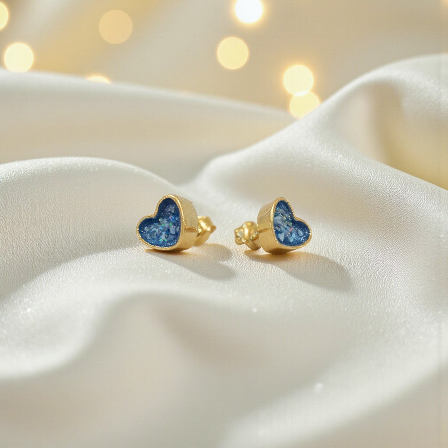 Eve 9ct gold heart earrings, handcrafted in Lancashire, UK – by Keepsake Memorial Jewellery