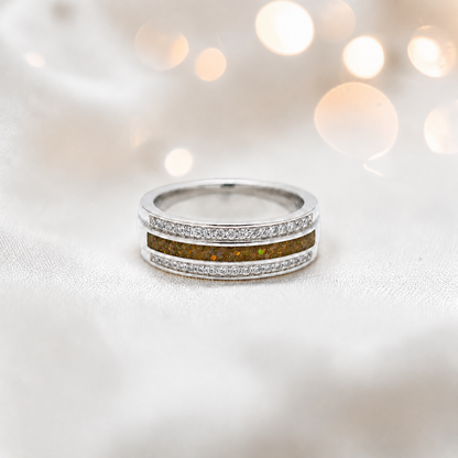 Keepsake Memorial Silver Evie Ashes Ring in Gold Olive - Handcrafted in the UK