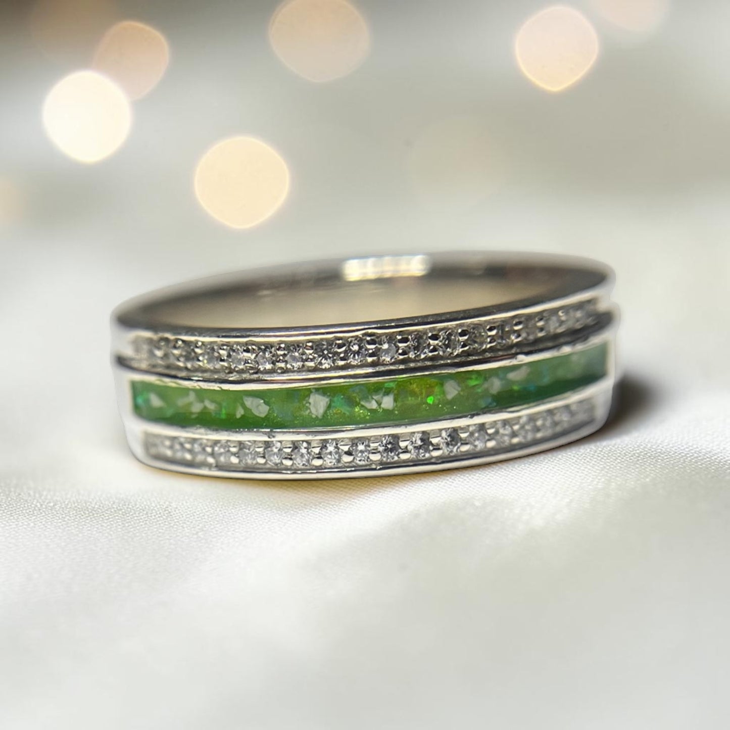 silver evie memorial ashes ring, handcrafted in lancashire 