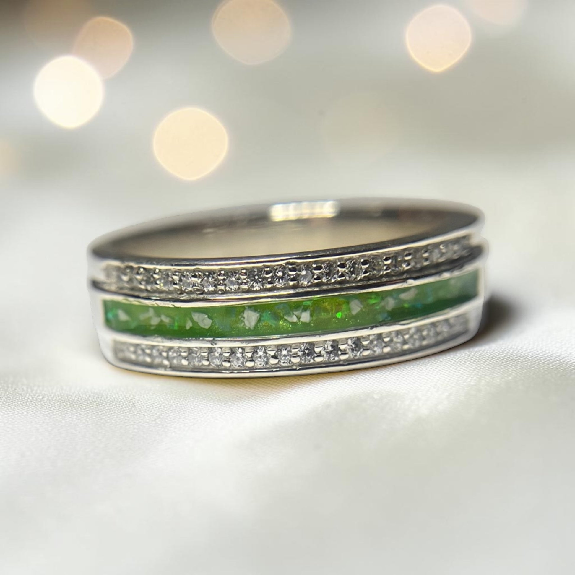 silver evie memorial ashes ring, handcrafted in lancashire 