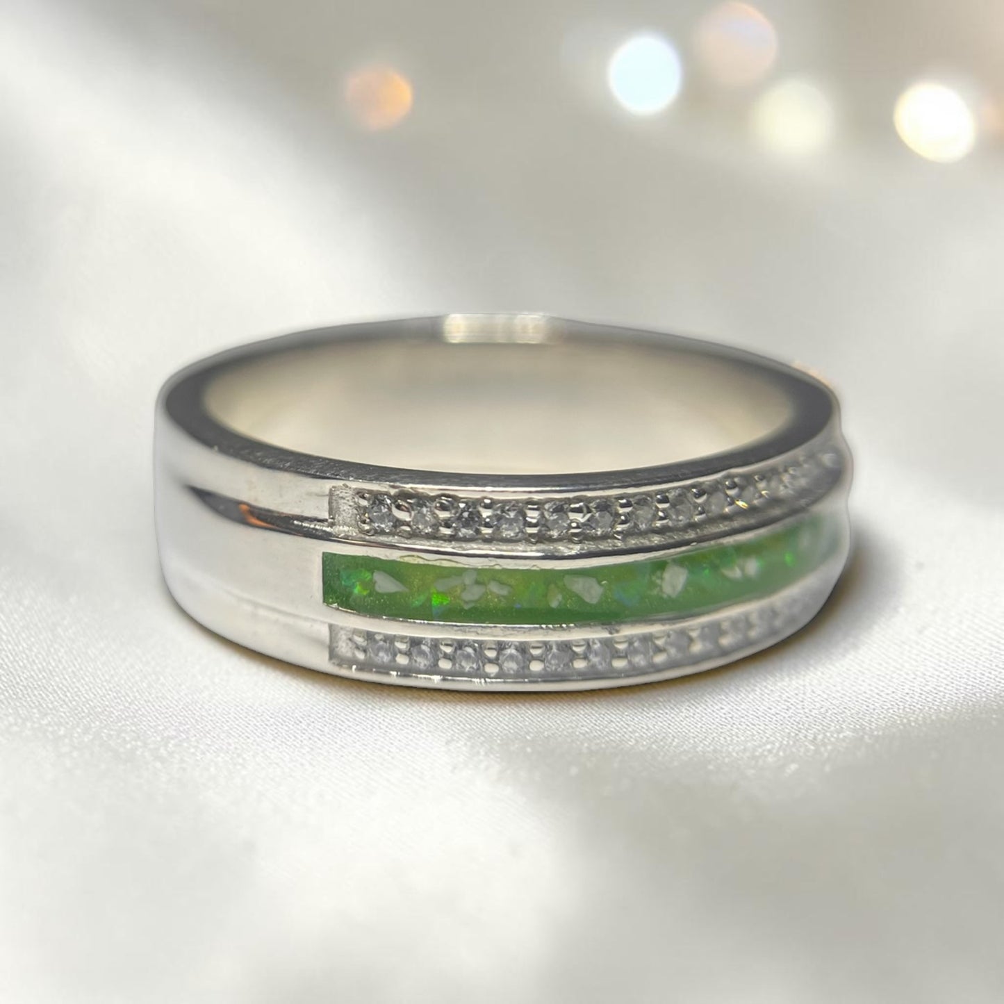 silver evie memorial keepsake ring, handcrafted in lancashire 