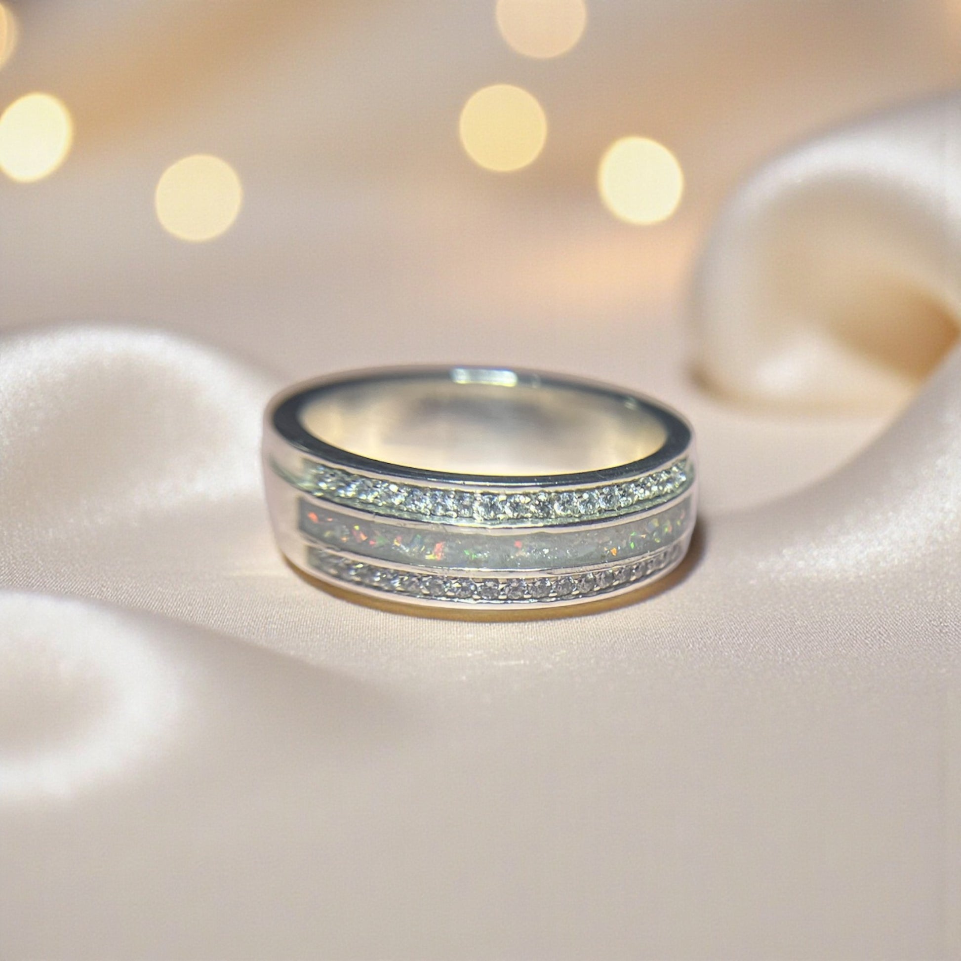 The Evie Ring — silver band ashes keepsake ring, handcrafted in Lancashire, UK
