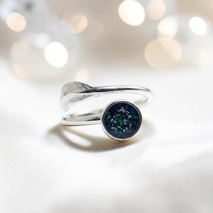 Feather Whisper Ring — silver feather ashes memorial ring, handcrafted in Lancashire, UK