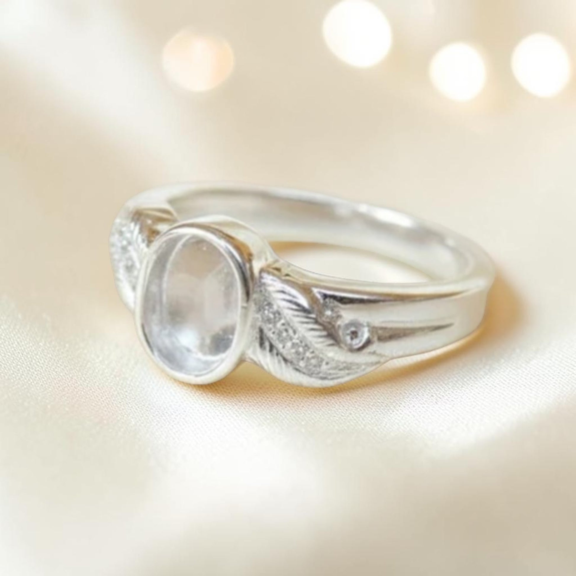 Forever Feather Ring — sterling silver feather ashes memorial ring, handcrafted in the UK