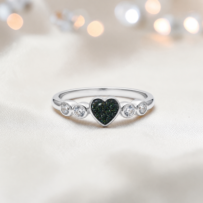 Keepsake Memorial Silver Auralia Ashes Ring in Black Flame  - Handcrafted in the UK