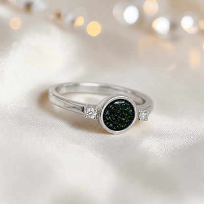 Keepsake Memorial Silver Azrael Ashes Ring in Black Flame  - Handcrafted in the UK
