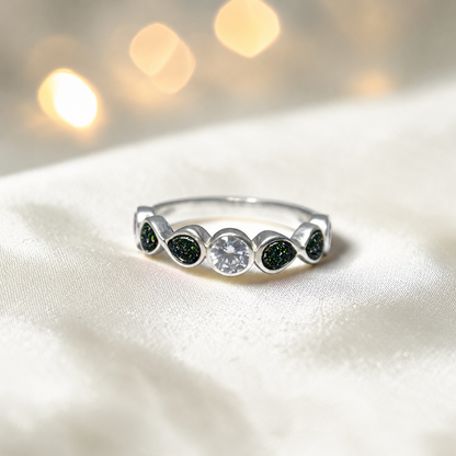 Keepsake Memorial Silver Celestina Ashes Ring in Black Flame - Handcrafted in the UK