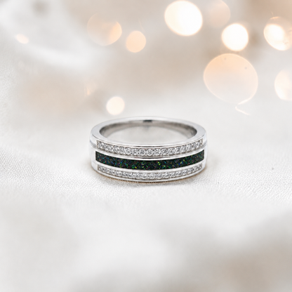Keepsake Memorial Silver Evie Ashes Ring in Black Flame - Handcrafted in the UK
