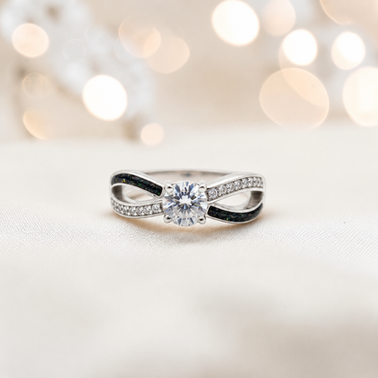 Keepsake Memorial Silver Infinity Ashes Ring in black flame  - Handcrafted in the UK 