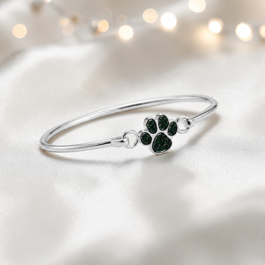 Keepsake Memorial Silver Ladies Paw Ashes Bangle - Starlight