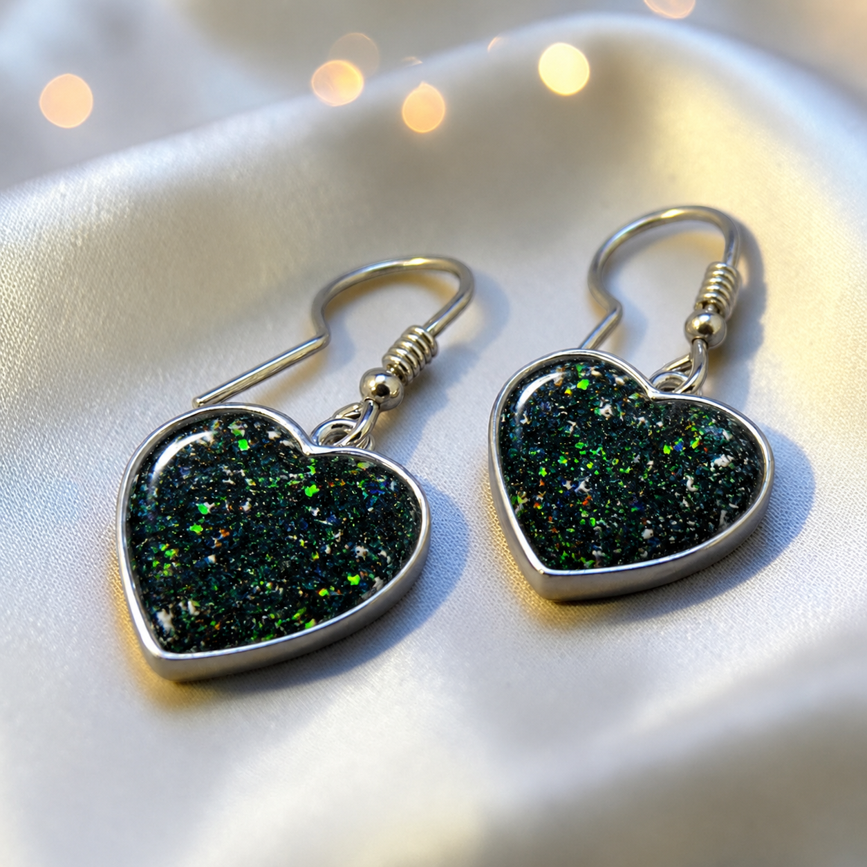Keepsake Memorial Silver Ladies Heart Ashes Earrings - Whispers Of Love