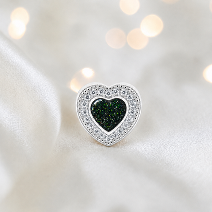 Black flame sterling silver whispers of love  ashes memorial charm, handcrafted in Lancashire by keepsake memorial