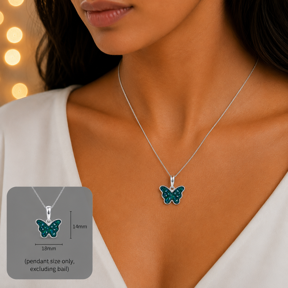Foma butterfly memorial pendant, handcrafted in Lancashire UK - by Keepsake Memorial Jewellery