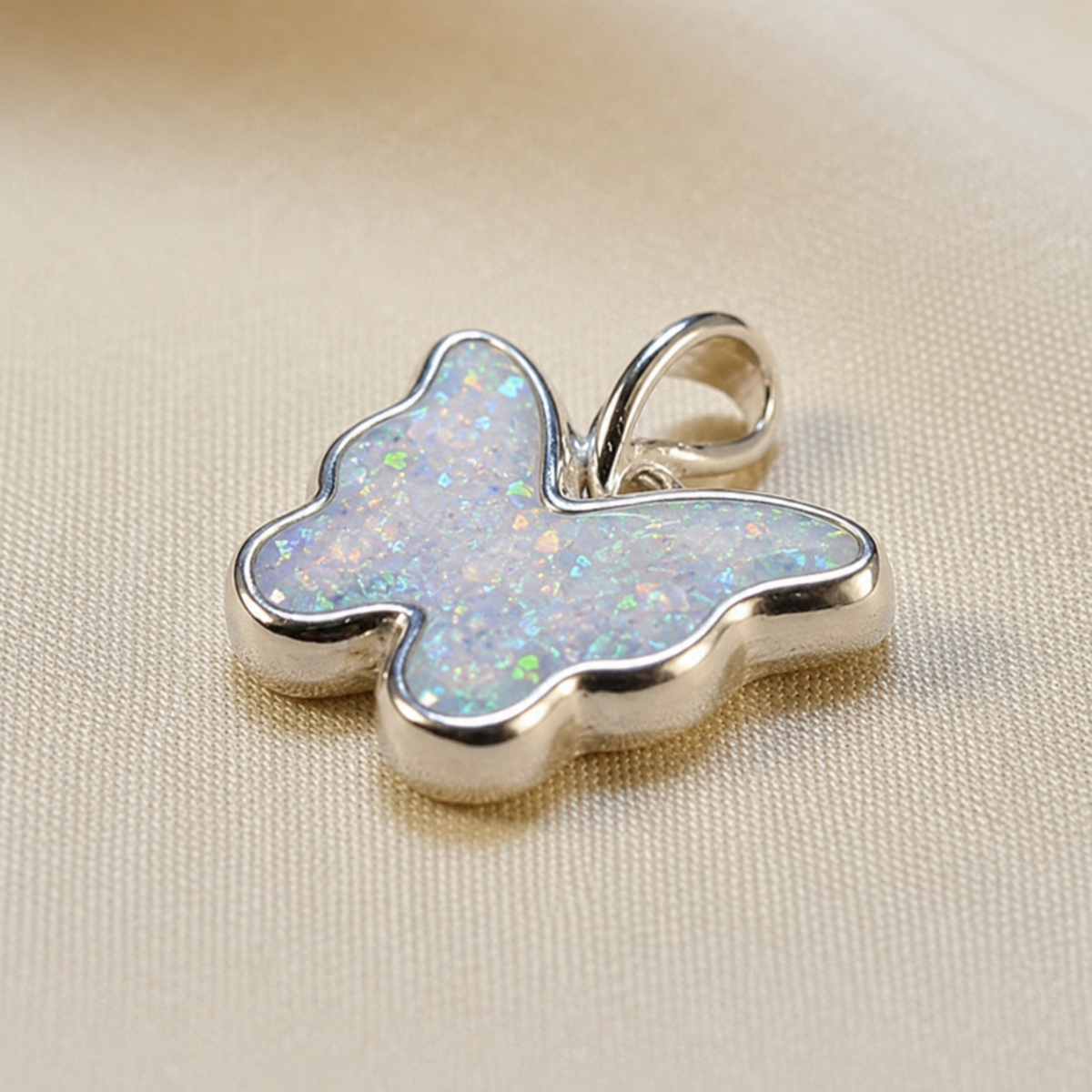 Foma butterfly memorial pendant, handcrafted in Lancashire UK - by Keepsake Memorial Jewellery