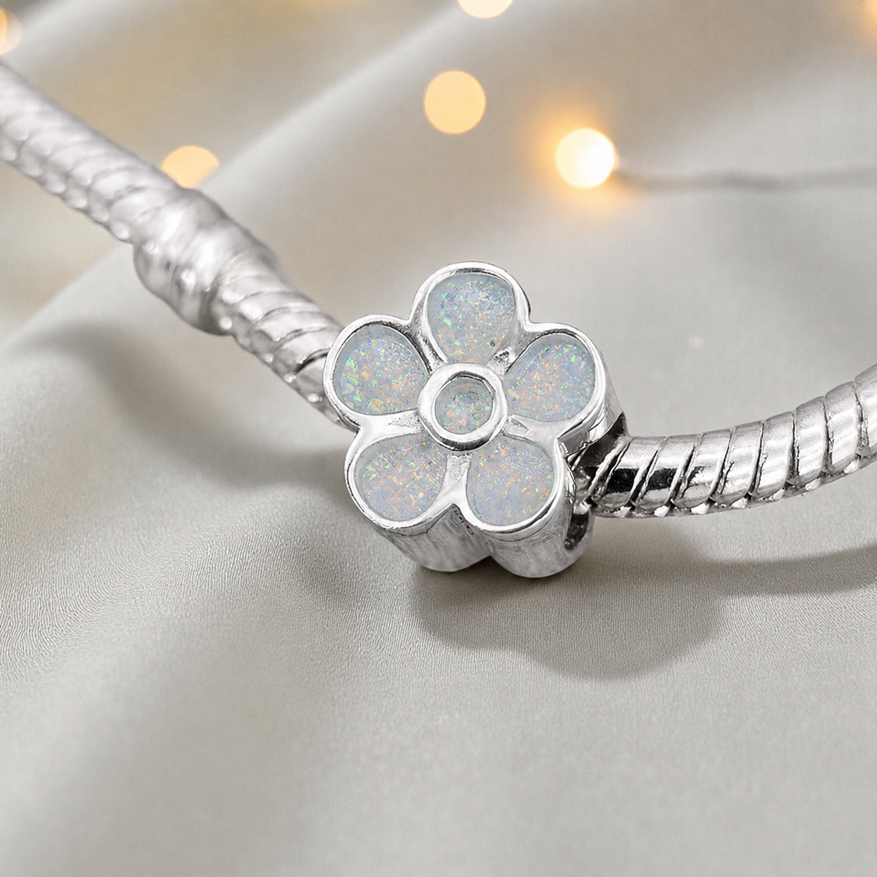 Keepsake Memorial Silver Ladies Floral Ashes Charm - Flora
