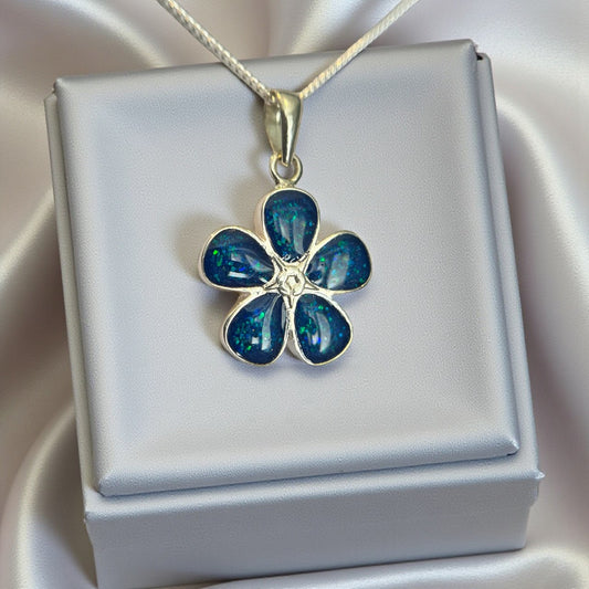 Silver Forget me not ashes pendant, handcrafted in Lancashire, UK