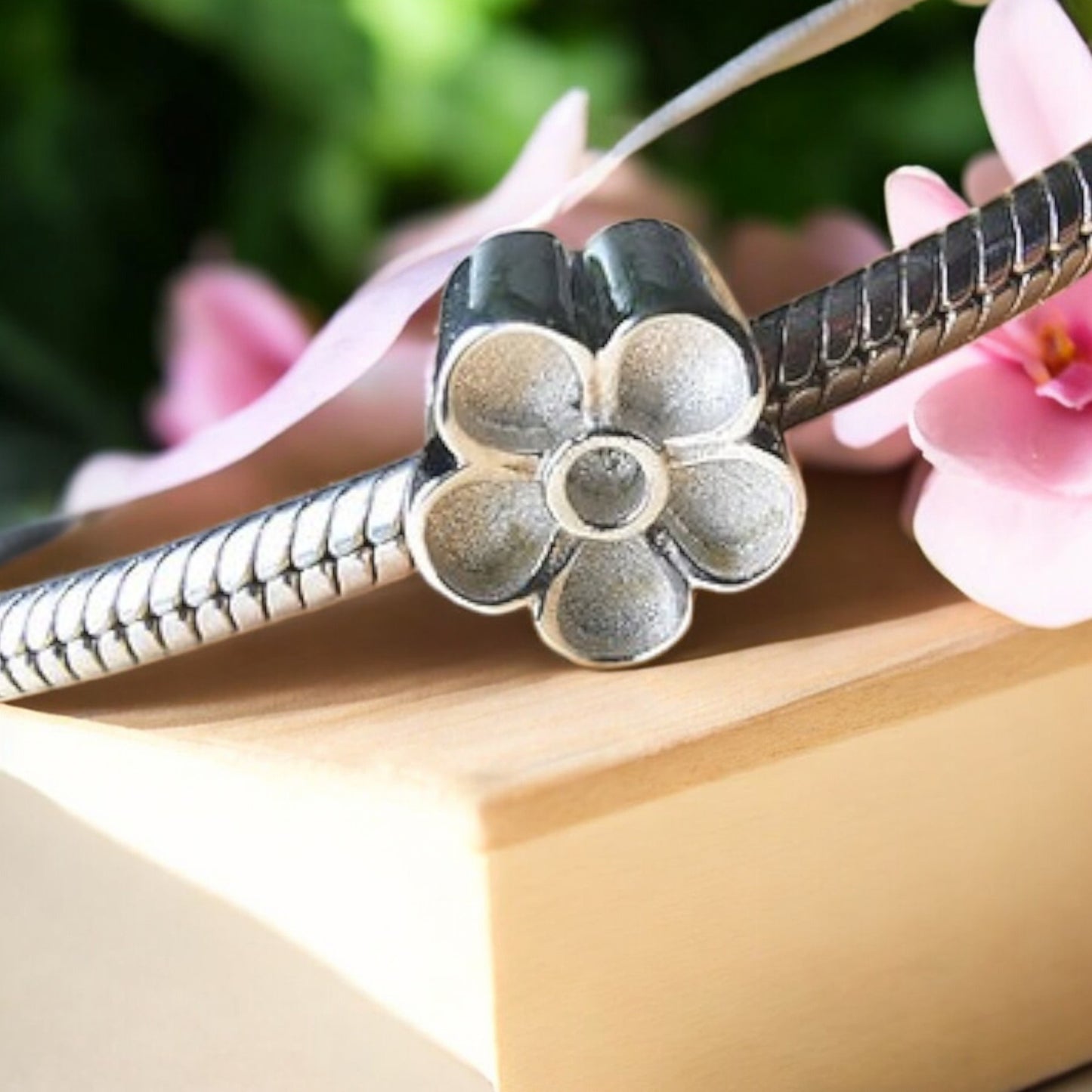 Solid 925 Silver Forget me not Charm