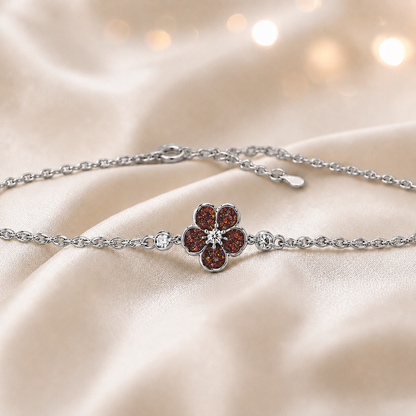 Sterling Silver Forget Me Not Memorial Bracelet in copper mocha - Ashes Keepsake Jewellery UK