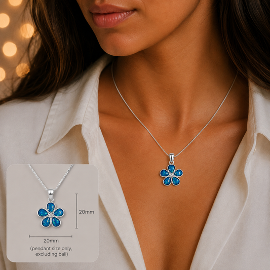 Silver forget me not ashes memorial pendant, handcrafted in Lancashire uk