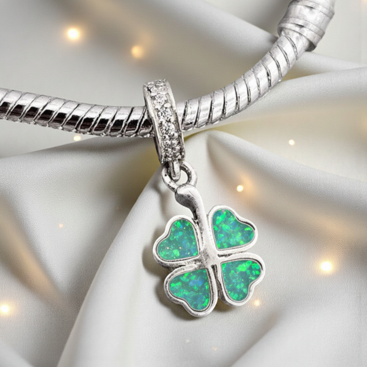 Four Leaf Clover Charm - Heavy White Ash Flecks